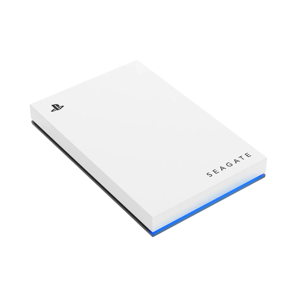 Seagate 2TB External USB 3.2 Gen 1 Portable Game HDD for PlayStation (White, Blue LED Lighting)