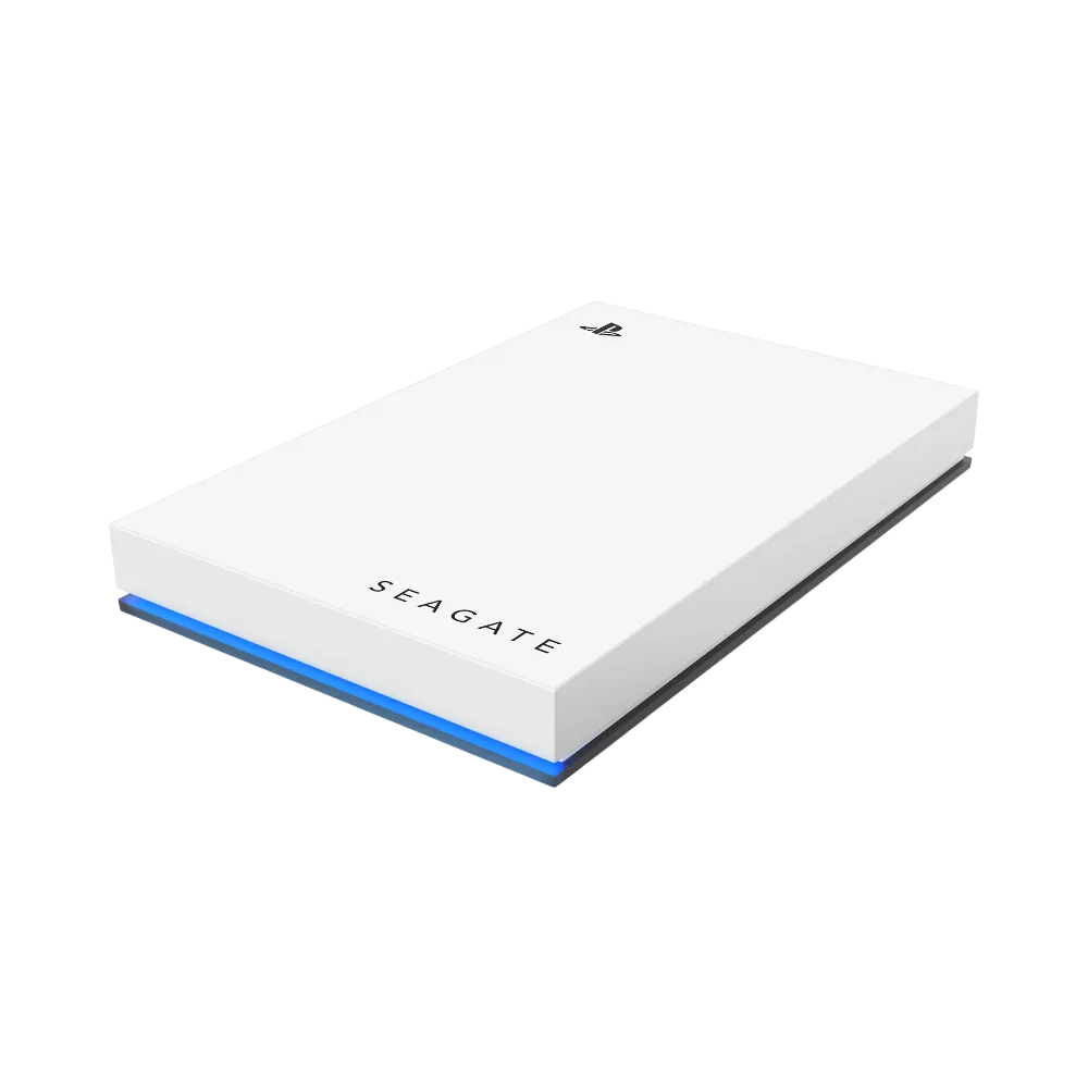 Seagate 2TB External USB 3.2 Gen 1 Portable Game HDD for PlayStation (White, Blue LED Lighting)