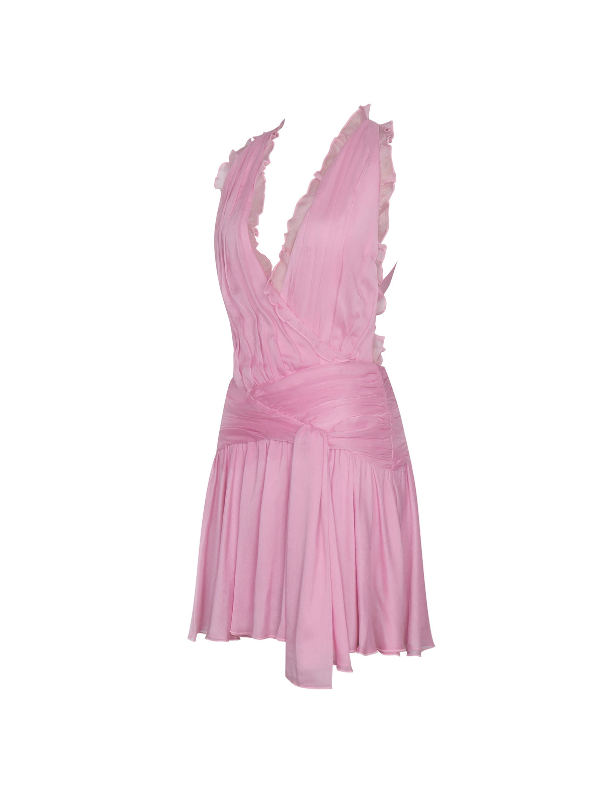 Odelle Tulip Pink Crinkle Chiffon Wrap Dress
