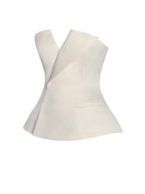 Yani Ivory Asymmetrical Lapel Sleeveless Peplum Top