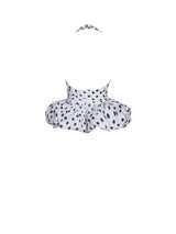 Ilene White and Black Polka Dot Bubble Hem Halter Top
