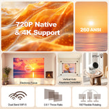 Magcubic 4K HY300 UItra Portable Projector with Electronic Focus 720P 260ANSI Speaker Android11 BT5.4 180° flexible Home Outdoor