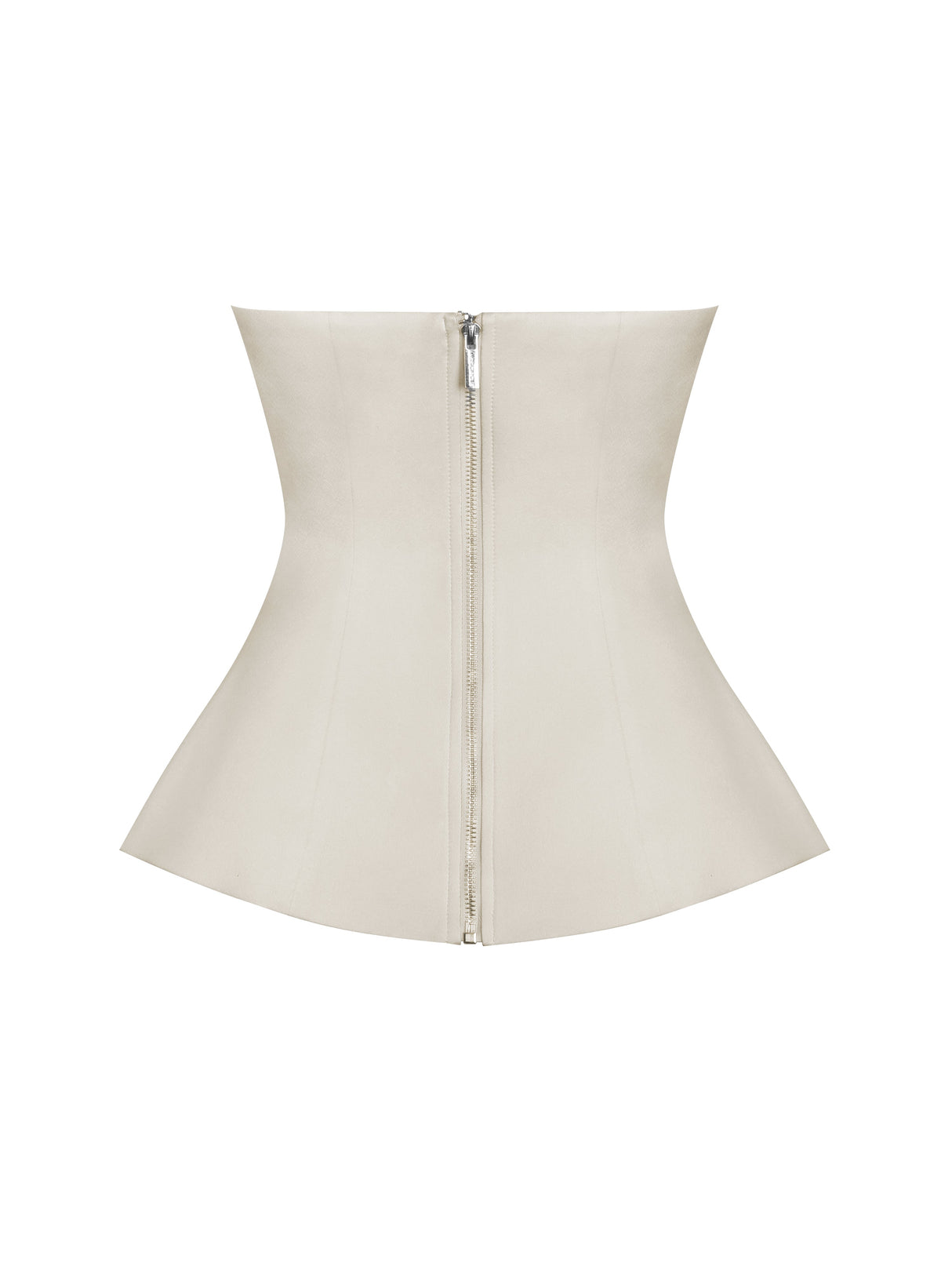 Yani Ivory Asymmetrical Lapel Sleeveless Peplum Top