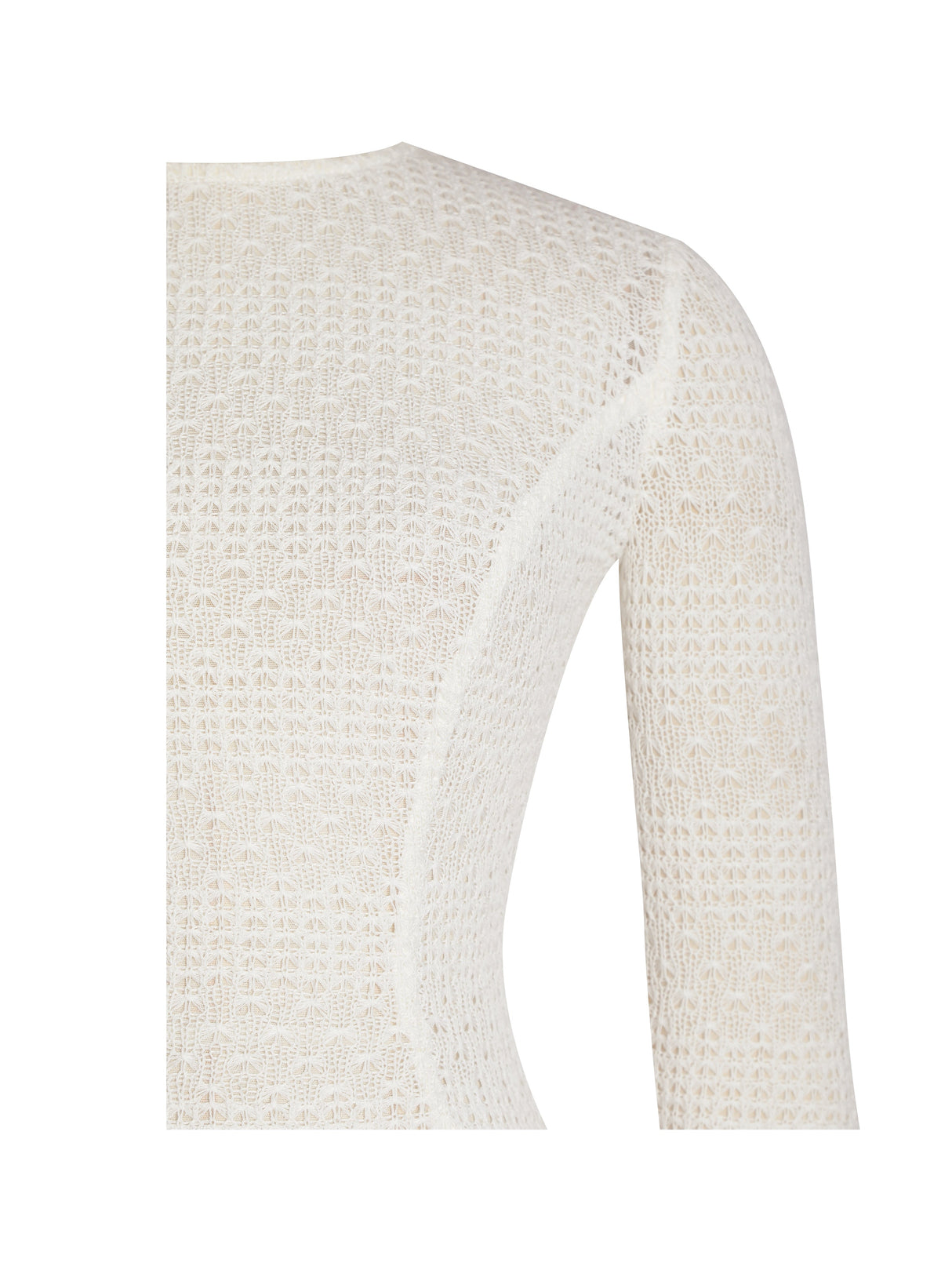 Pamina Beige Crochet Long Sleeve Midi Flare Mermaid Dress