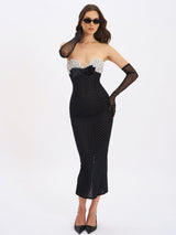 Faith Black and White Polka Dot Sweetheart Maxi Dress