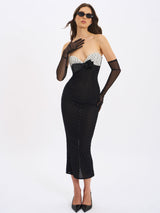 Faith Black and White Polka Dot Sweetheart Maxi Dress