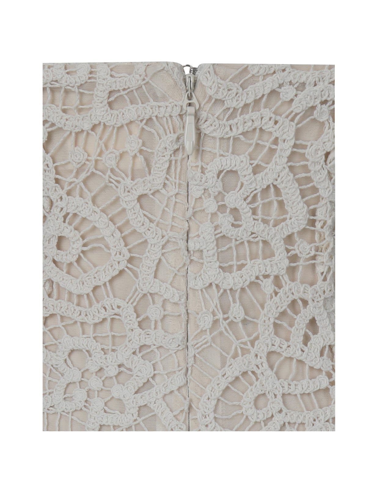 Faelyn Off-White Double Fringe Crochet Halter Maxi Dress