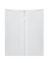 Corinne White Poplin Flared Maxi Dress with Removable Bow
