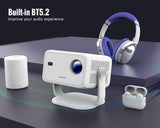 [Netflix Licensed]L018NTV 4K Projector with Wifi and Bluetooth, Built-in Android 13, Smart 1080P Projector, Auto Focus & Auto Keystone Correction with Voice Control Home Theater/Outdoor