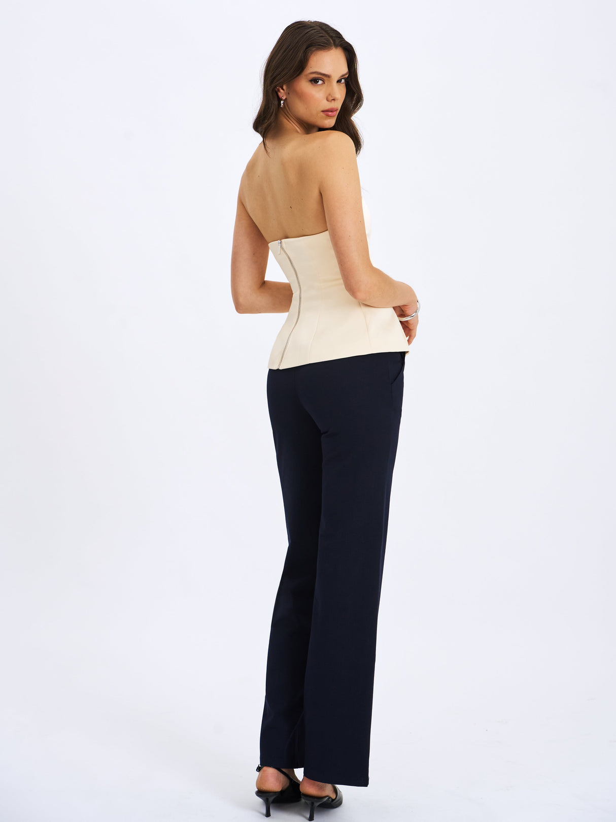 Yanin Navy Low-Rise Straight Leg Pants