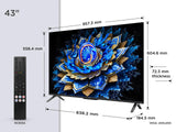 TCL 43T69C 43-tolline QLED, Direct LED-teler, 4K HDR-teler, nutikas Google TV (Dolby Vision ja Atmos, Game Master, liikumise selgus, ühildub Google Assistant ja Alexaga)
