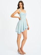 Yaffa Baby Blue Asymmetrical Mini Dress