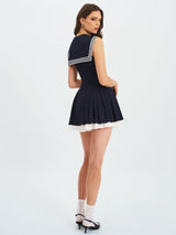 Calliope Navy Sailor Pleated Mini Dress