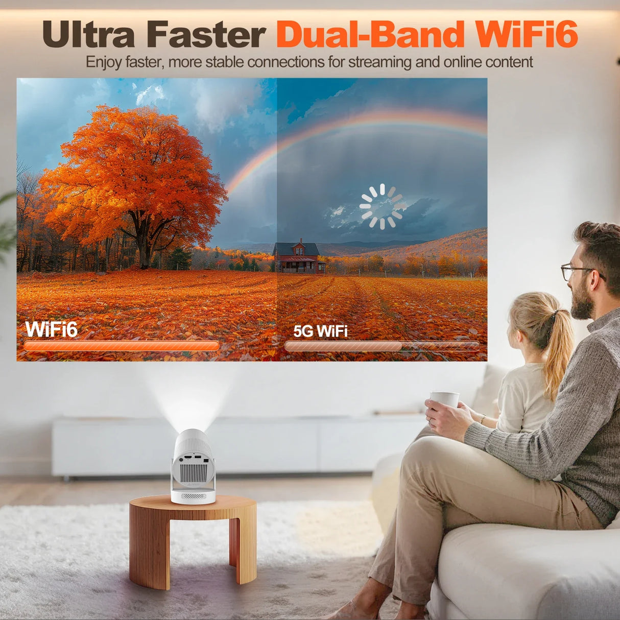 Magcubic 4K HY300 UItra Portable Projector with Electronic Focus 720P 260ANSI Speaker Android11 BT5.4 180° flexible Home Outdoor