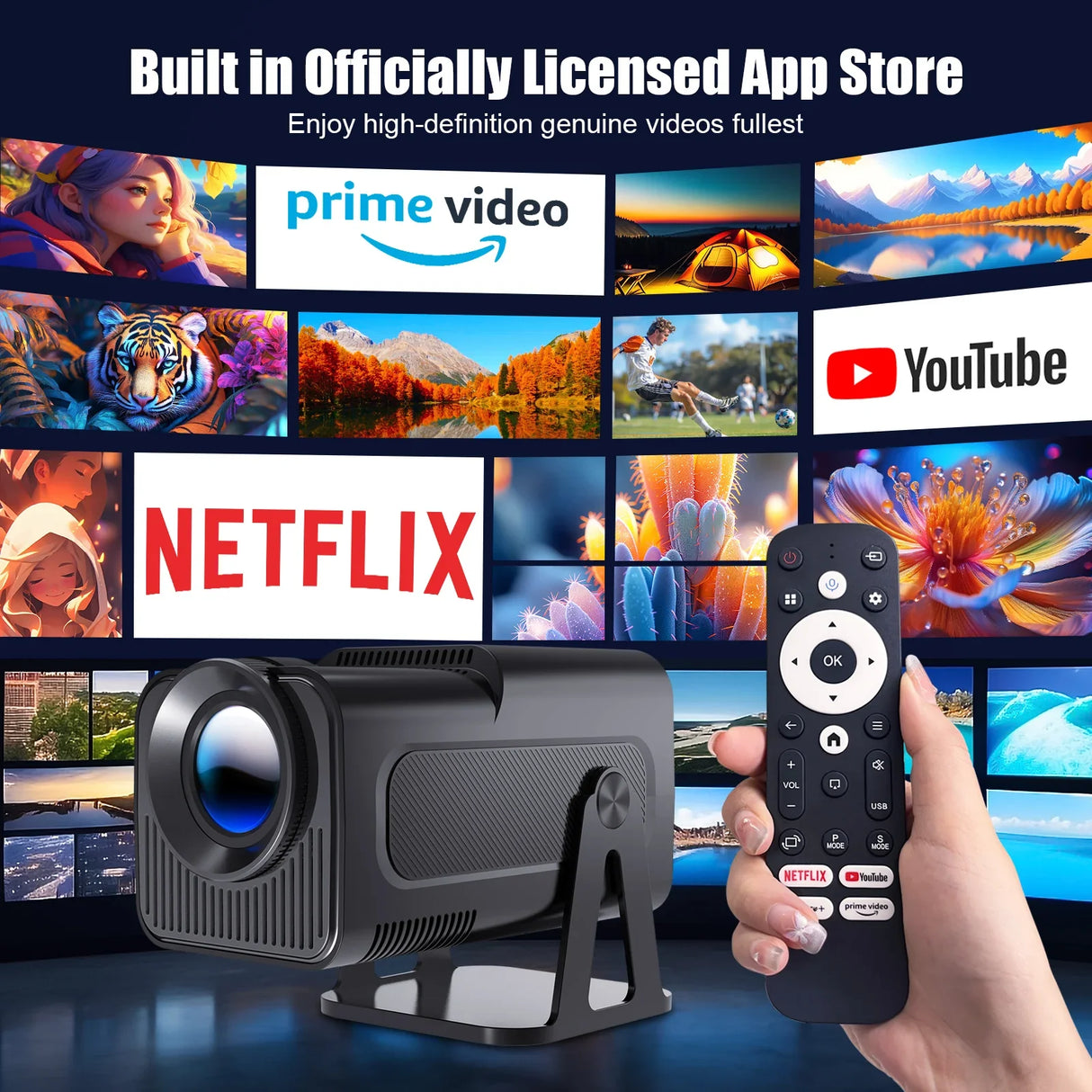Magcubic HY320 NTV Netflix Officially Licensed Android 13 Projector with 1080P 320ANSI Prime Video YouTube WIFi BT5.2 Portable