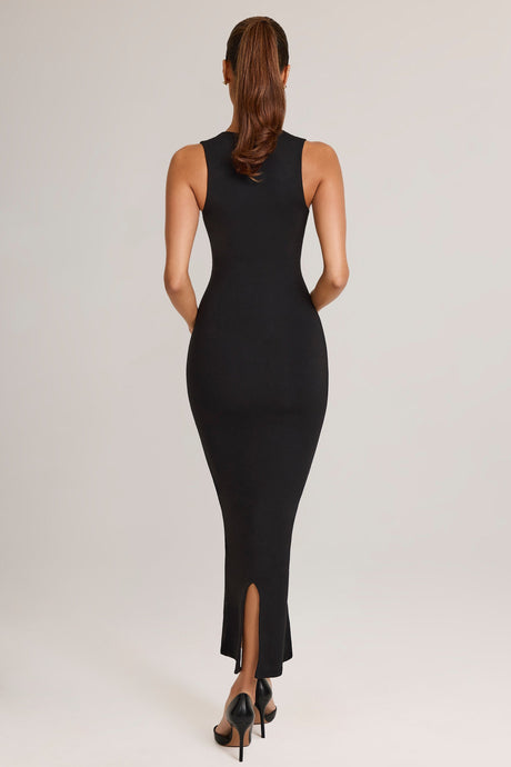 Square Neck Midi Dress in Black