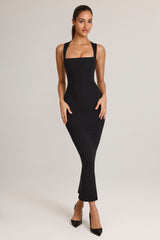 Square Neck Midi Dress in Black